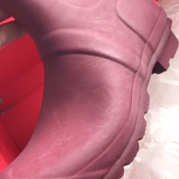 BNIB Hunter Original Stripe Rain Boots Damson / Bright Watermelon sz 8 - Picture 8 of 10